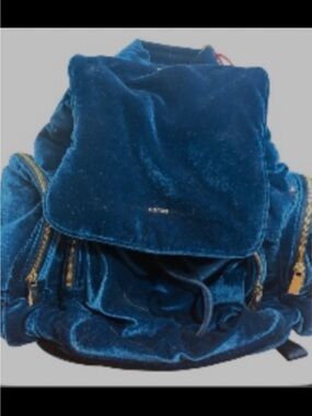 Free people velvet  Drawstring Backpack in Deep Blue
